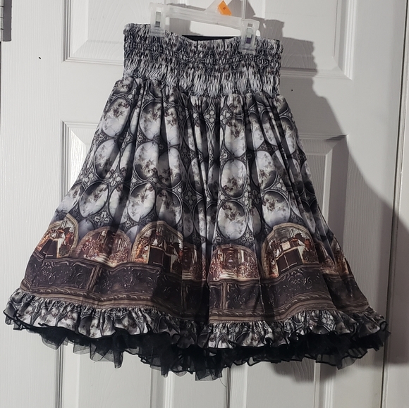 Gorgeous reversible romantic authentic gothic lolita skirt - Picture 2 of 6